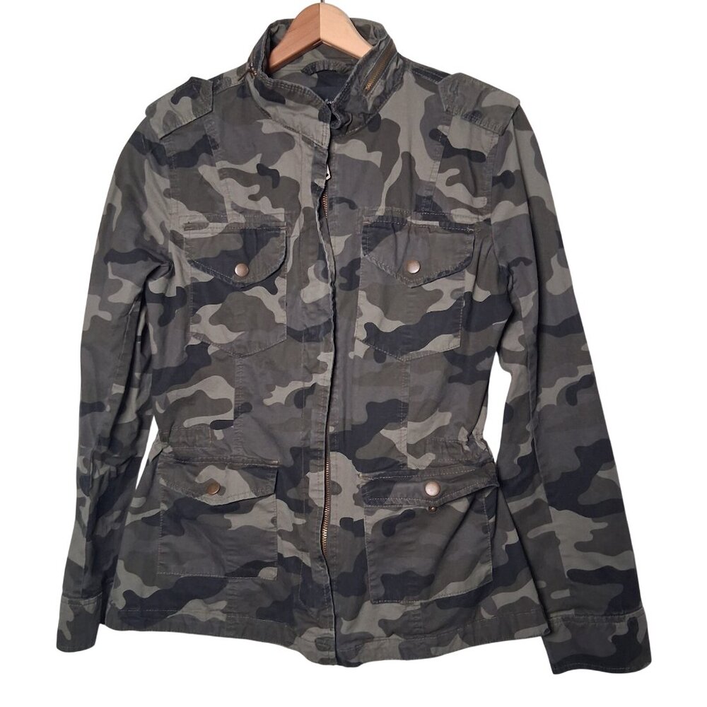 Endless Love Camo Jacket Women M Woodland Camouflage Utility Military Cargo Zip - Picture 2 of 16